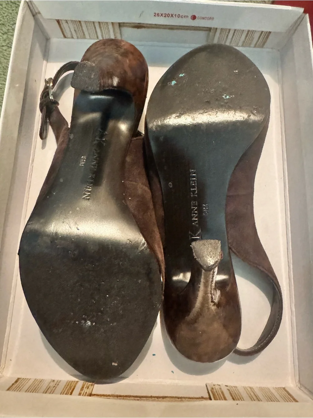 Anne Klein Brown Suede Peep-Toe Slingback Heels